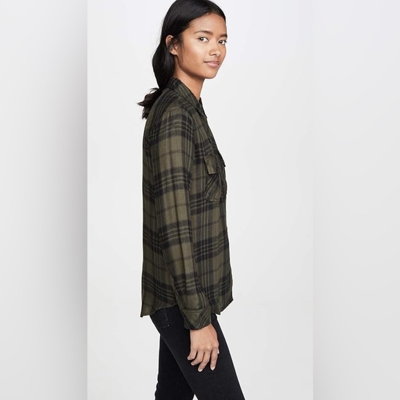 Rails Brent Plaid Sport Shirt In Olive Jet - Size M - Picture 5 of 6